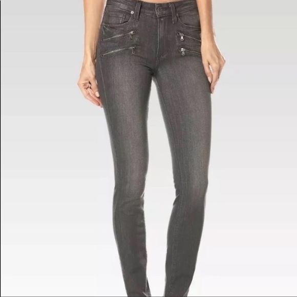 PAIGE Denim - Paige Edgemont Double Zipper, Dark Gray. Skinny Denim Jeans, Size 26